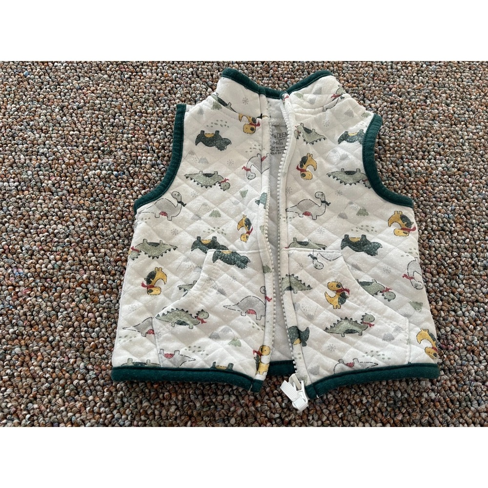 Kyle & Deena Boys Sleeveless Zip Up Dinosaur Jacket 3-6M